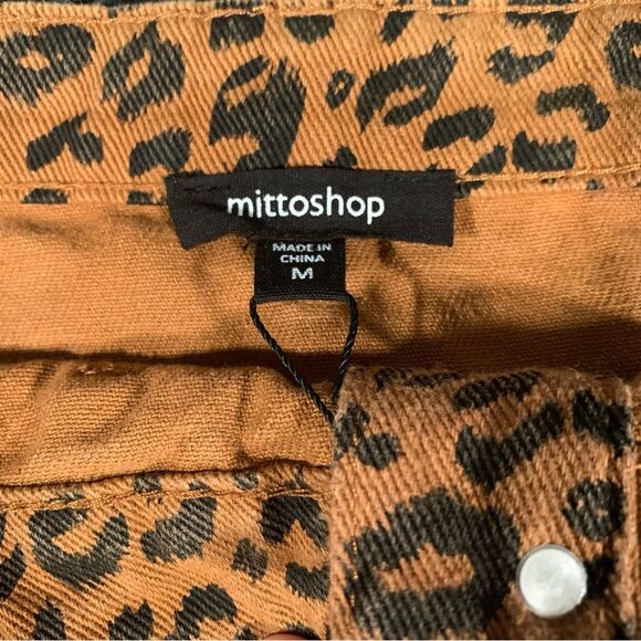 MITTOSHOP Animal NWT Print Denim Button Down Raw Hem Skirt Women's Medium #718 - Picture 4 of 11